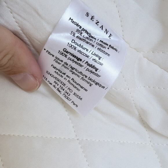 Sézane Sezane Farel Off White Ecru Oversized Quilted Cotton Jacket, size 42/XL - Picture 10 of 11